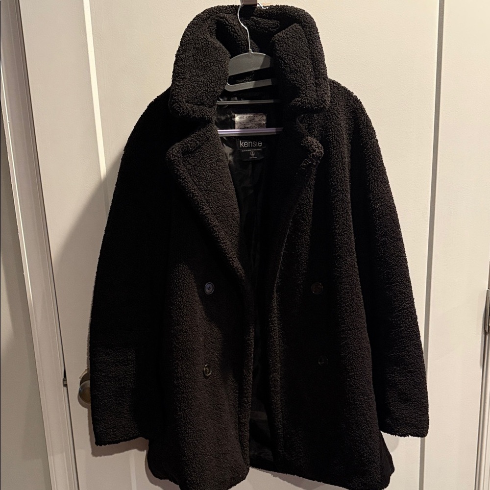 Kensie Elegant Black Textured Coat